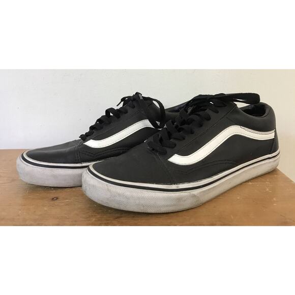 Vans Off the Wall Black Leather Lace Up Sneakers 8.5 Mens 10 Womens EU 41 main image 7